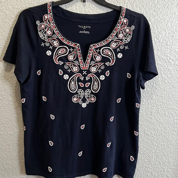 Talbots Tops - Talbots Plus Beaded Tshirt size X